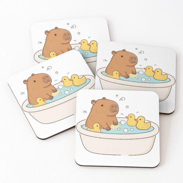 Item preview, Cute Capybara Bath with Rubber Ducks Kawaii  designed and sold by Krzepcia.