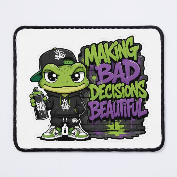 Item preview, Making Bad Decisions Beautiful – Streetwear Frog Graffiti Mascot Sticker designed and sold by Aesthicer.