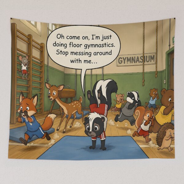 Item preview, Floor Gymnastics – Funny Skunk Gymnastics Design designed and sold by TJQsAnimals.