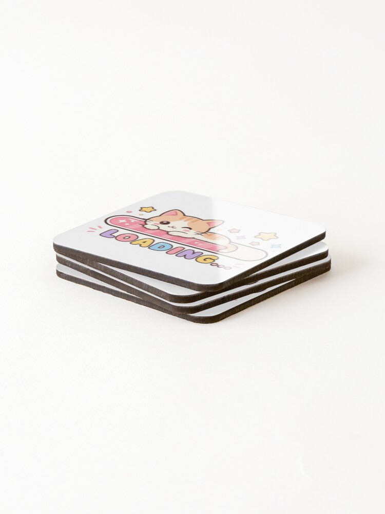Thumbnail 4 of 5, Coasters (Set of 4), Loading Cat Gaming Sticker designed and sold by Stylestickers55.