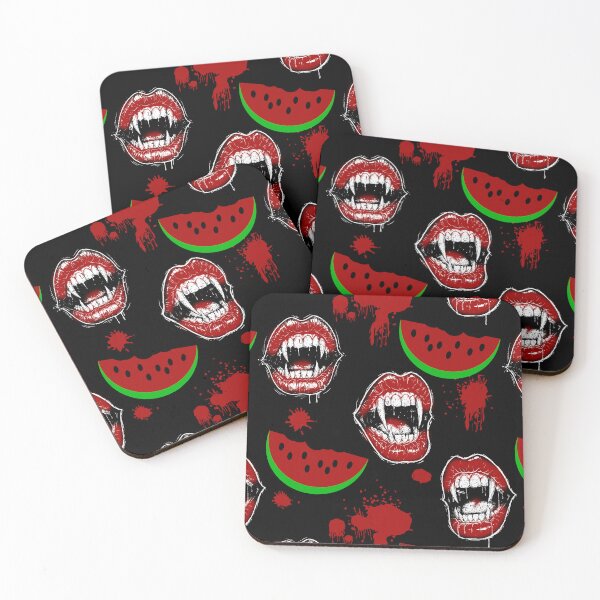 Item preview, Vampire Mouth Eating Watermelon Fun Pattern for Summerween - Black  designed and sold by CanisArtStudio.