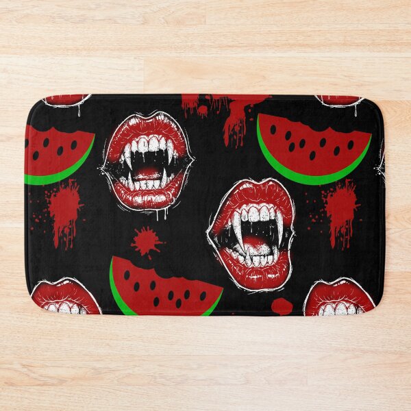 Item preview, Vampire Mouth Eating Watermelon Fun Pattern for Summerween - Black  designed and sold by CanisArtStudio.