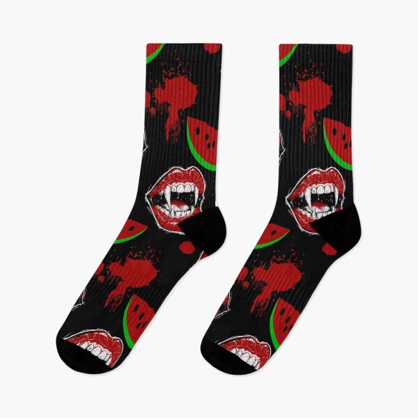 Item preview, Vampire Mouth Eating Watermelon Fun Pattern for Summerween - Black  designed and sold by CanisArtStudio.