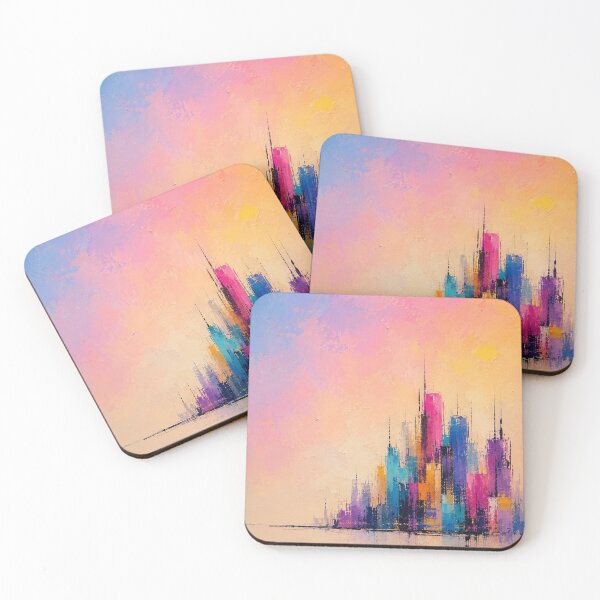 Item preview, Urban Glow Pastel Skyline – Abstract City Lights Painting designed and sold by Ingorgia.