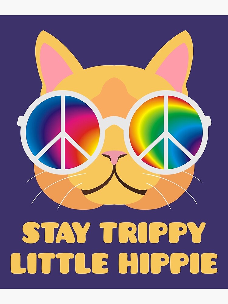 stay-trippy-little-hippie-cat-art-print-by-sqwear-redbubble