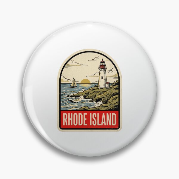 Item preview, Retro Rhode Island Ocean State Lighthouse Vintage Travel Badge designed and sold by Paper Drip.