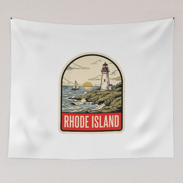 Item preview, Retro Rhode Island Ocean State Lighthouse Vintage Travel Badge designed and sold by Paper Drip.