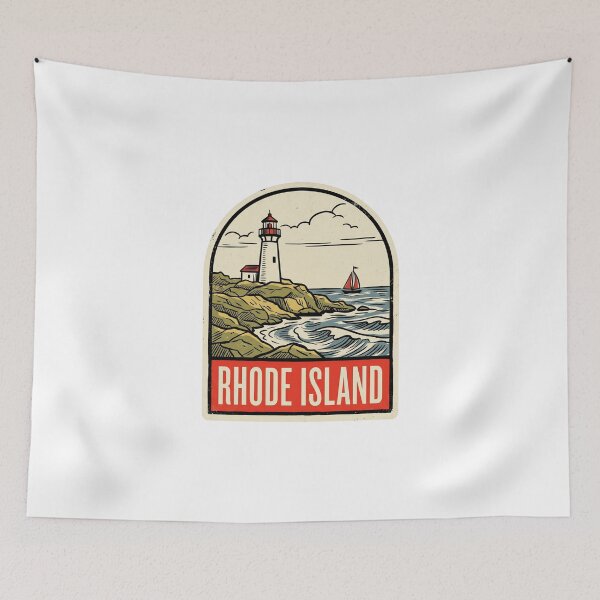 Item preview, Retro Rhode Island Ocean State Lighthouse Vintage Travel Badge designed and sold by Paper Drip.