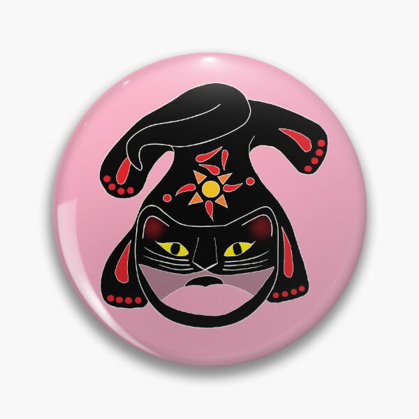 Item preview, Abstract Folk Art Hungry Fiery Night Cat 3 Die Cut designed and sold by JoyousArt4u.