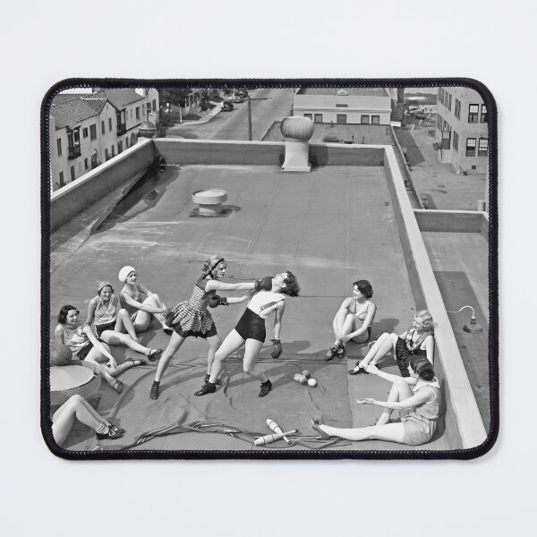 Item preview, Lady Boxers, Boxing On Roof, Vintage Black and White Old Photo designed and sold by IconicArchive.