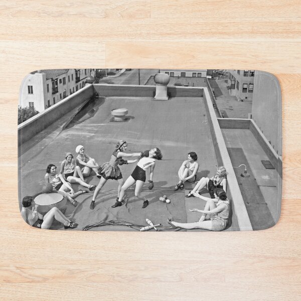 Item preview, Lady Boxers, Boxing On Roof, Vintage Black and White Old Photo designed and sold by IconicArchive.