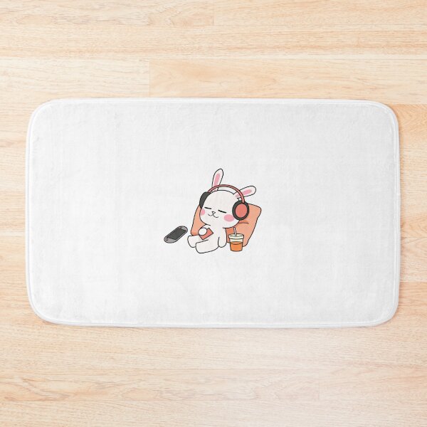 Item preview, Cute Rabbit Relaxing with Headphones and Coffee designed and sold by DailyDoodlesBySumbul.