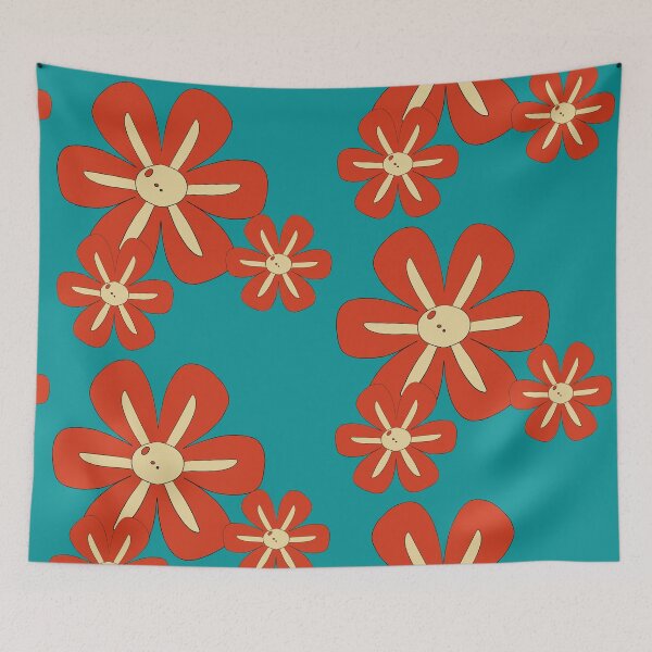 Item preview, Orange burned Retro Flowers 96 – Vintage Flower Design  designed and sold by StefanStudioArt.