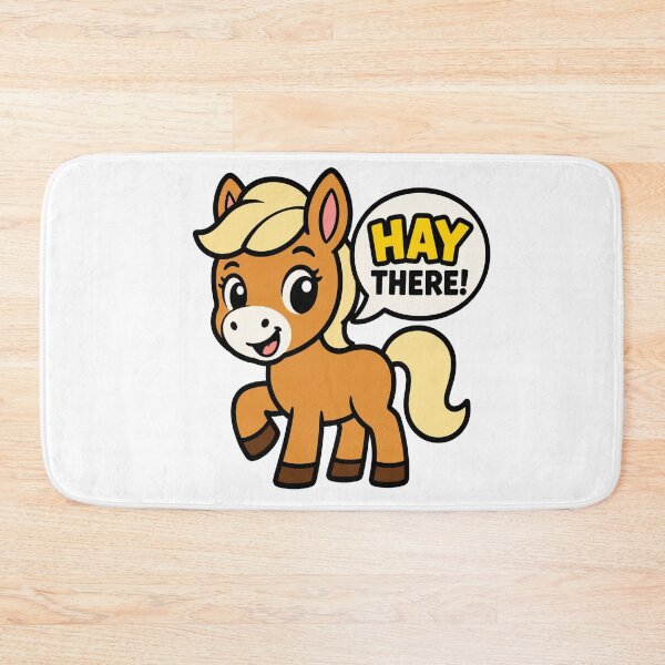 Item preview, Cute pony with Hay There speech bubble designed and sold by Lyfeinsights.