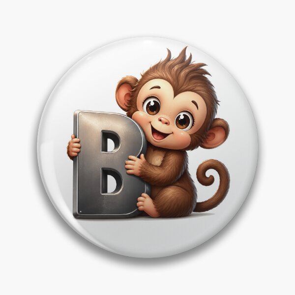 Item preview, Cheerful Monkey Letter B Buddy designed and sold by BlissBlvdShop.