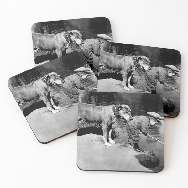 Item preview, Boy and Dog Playing Golf, Funny Vintage Black and White Photo designed and sold by IconicArchive.
