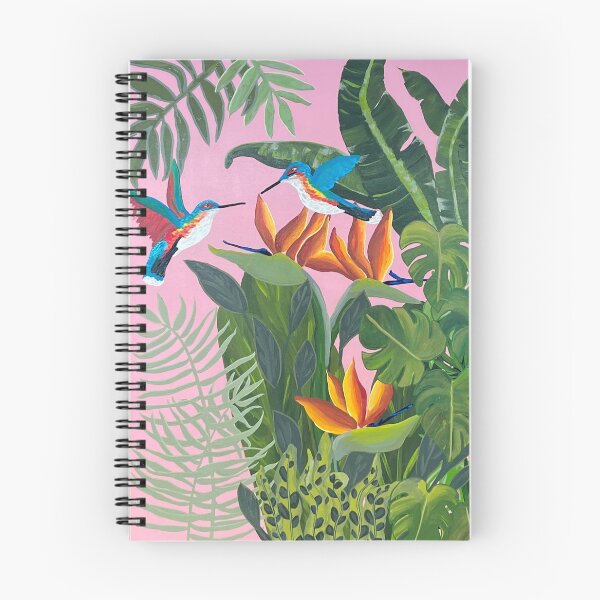 Item preview, Tropical Coastal Hummingbird Painting – Bird of Paradise & Pink Sky Botanical Art designed and sold by PeridotGypsy.