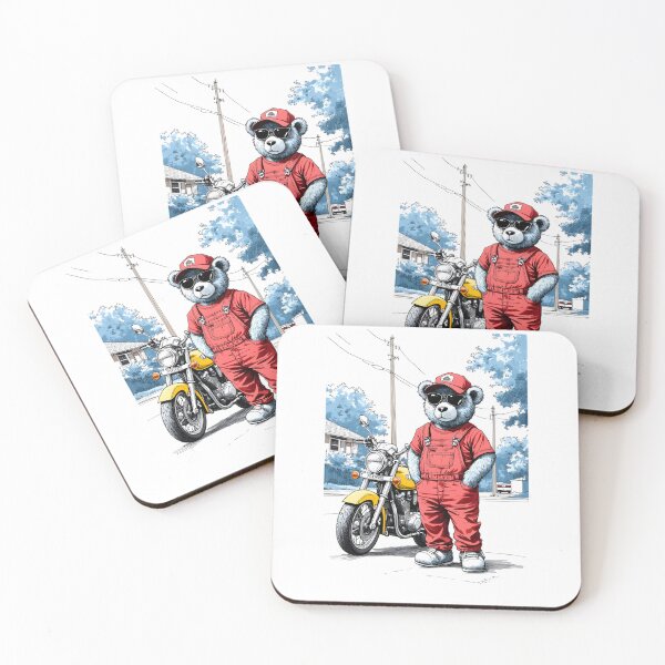 Item preview, Teddy Bear Mechanic with Motorbike Cartoon designed and sold by Museum Of Non-Existing Art.