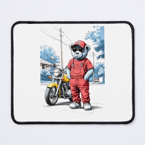 Item preview, Teddy Bear Mechanic with Motorbike Cartoon designed and sold by Museum Of Non-Existing Art.