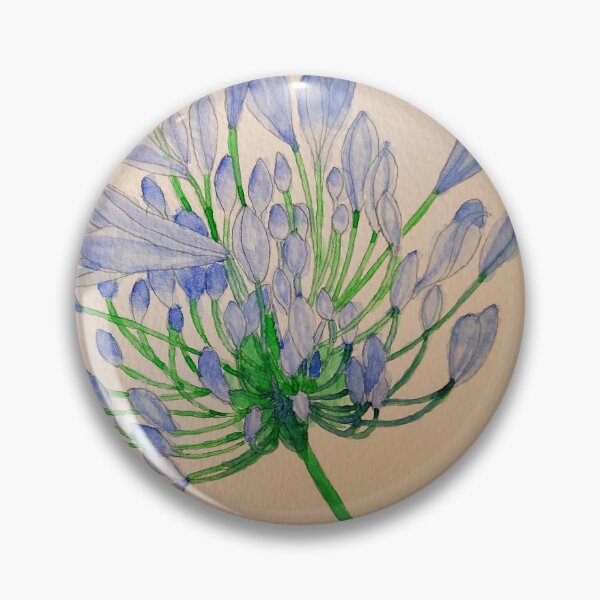 Item preview, Blue Agapanthus flower watercolour painting  designed and sold by esvb.