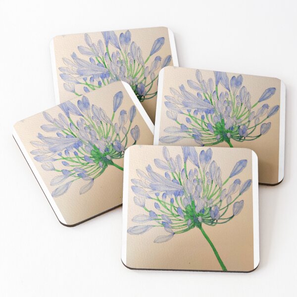 Item preview, Blue Agapanthus flower watercolour painting  designed and sold by esvb.