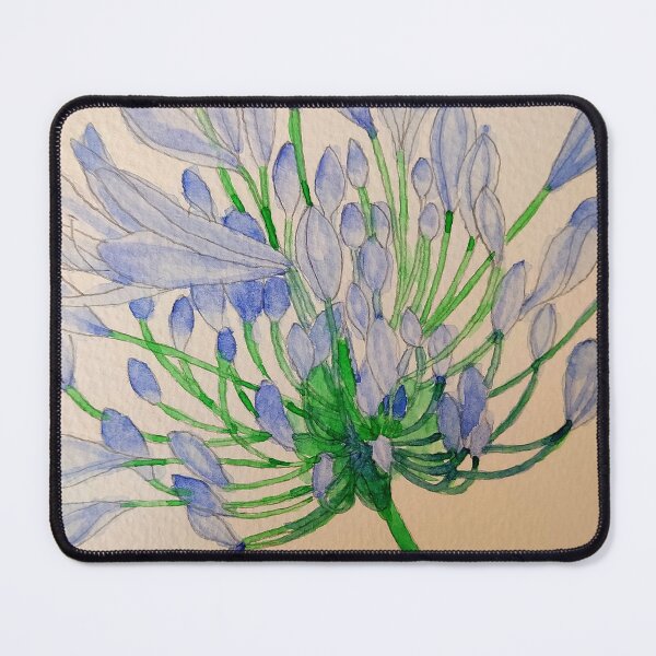 Item preview, Blue Agapanthus flower watercolour painting designed and sold by esvb.