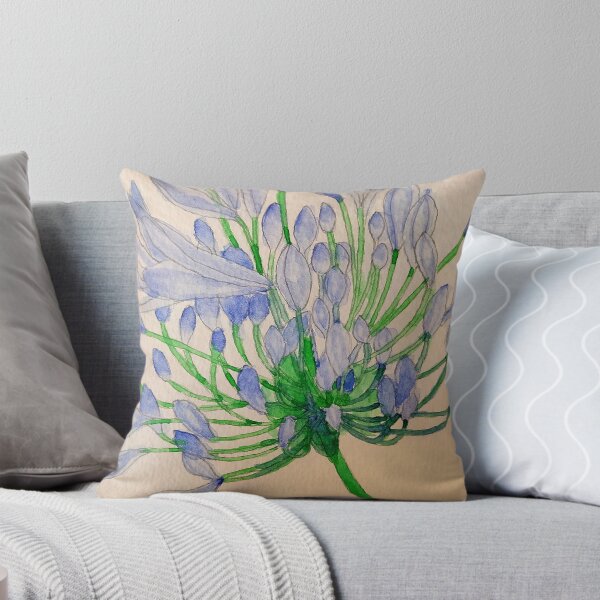 Item preview, Blue Agapanthus flower watercolour painting  designed and sold by esvb.