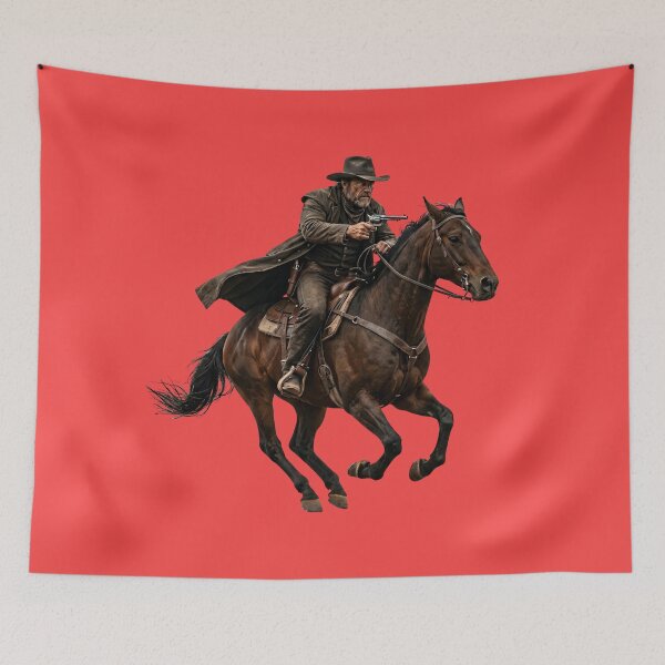 Item preview, Vintage Western Cowboy Riding Horse Cinematic Outlaw Art designed and sold by Utopian-Magic.