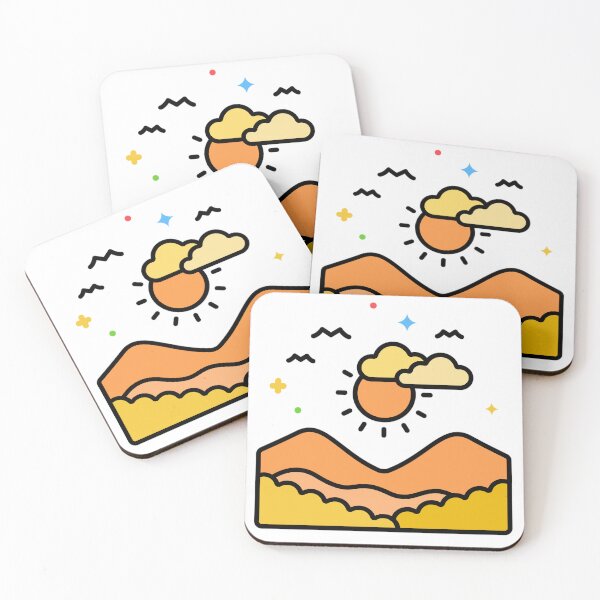 Artikelvorschau, Sunny Hills and Clouds Nature Illustration entworfen und verkauft von DailyDoodlesBySumbul.
