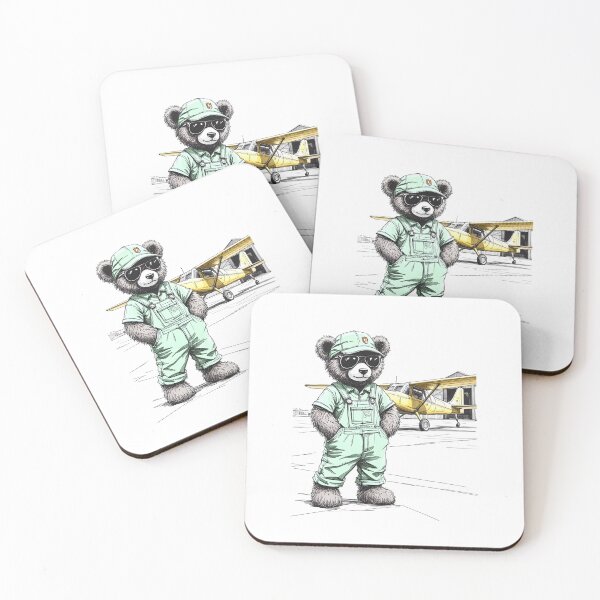 Item preview, Teddy Bear Mechanic with Airplane Cartoon designed and sold by Museum Of Non-Existing Art.