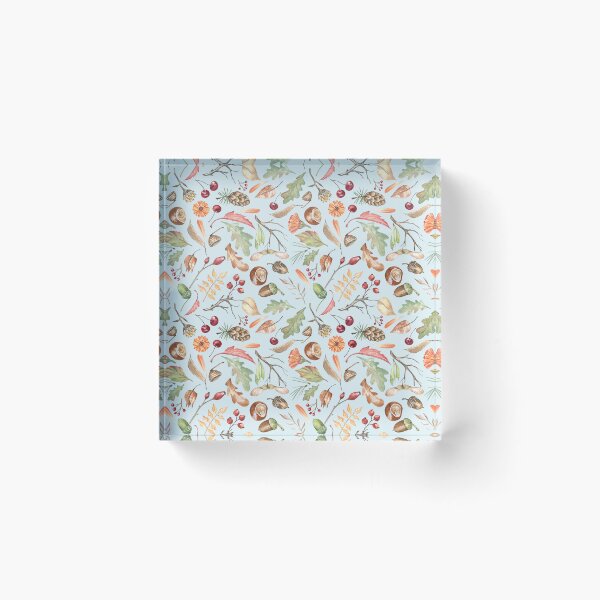 Item preview, Forest Themed Autumn Pattern on Sky-blue designed and sold by Flowersforbear.