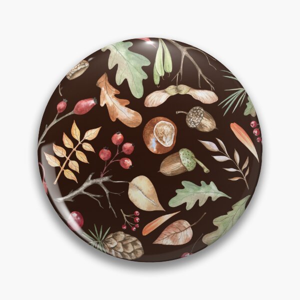 Item preview, Forest Themed Autumn Pattern on Chocolate-Brown designed and sold by Flowersforbear.