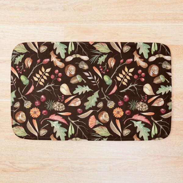 Item preview, Forest Themed Autumn Pattern on Chocolate-Brown designed and sold by Flowersforbear.