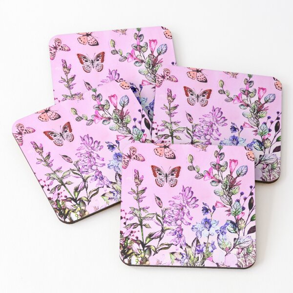 Item preview, Pink Sky, Flowers, and Butterflies designed and sold by ROSENDE ART HOUSE.