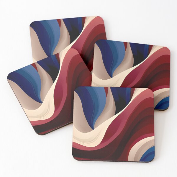 Item preview, Fluid Abstract Waves | Cream Red Navy Flow Art designed and sold by Shirdon2.