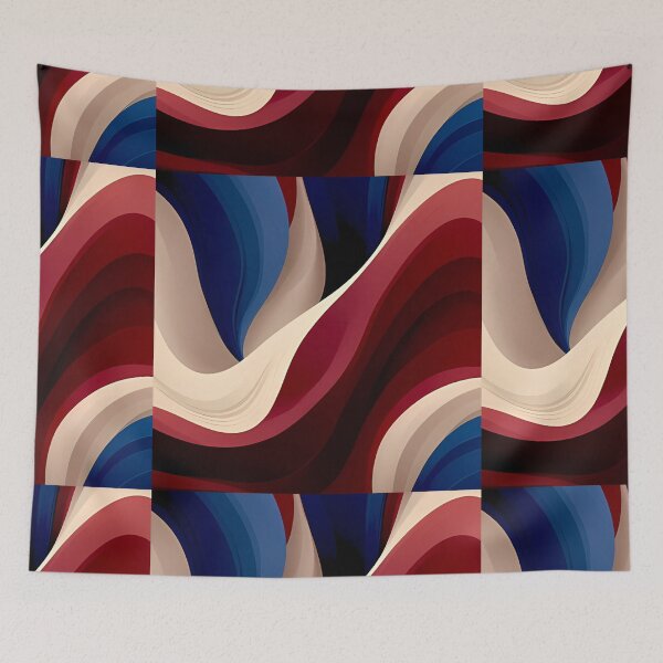Item preview, Fluid Abstract Waves | Cream Red Navy Flow Art designed and sold by Shirdon2.