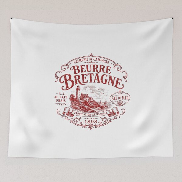 Aperçu de l'œuvre millésime Français Beurre Bretagne | Étiquette de beurre rustique de Bretagne créée et vendue par newnomads-art.