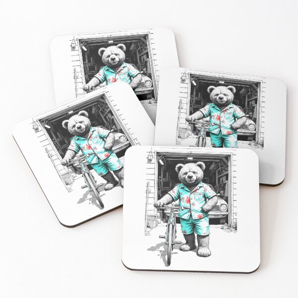 Item preview, Teddy Bear Tourist with Old Bicycle Cartoon designed and sold by Museum Of Non-Existing Art.