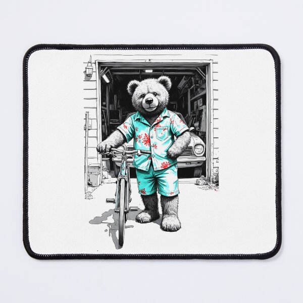 Item preview, Teddy Bear Tourist with Old Bicycle Cartoon designed and sold by Museum Of Non-Existing Art.