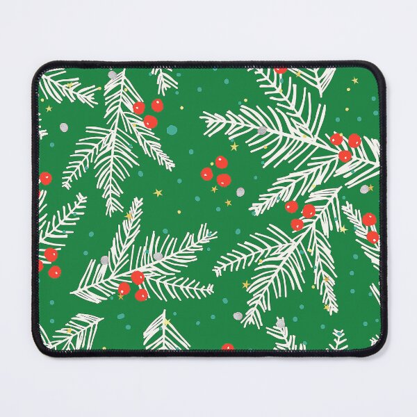 Item preview, Christmas Snowy Branches, Red Berries Pattern On Green designed and sold by DEC02.