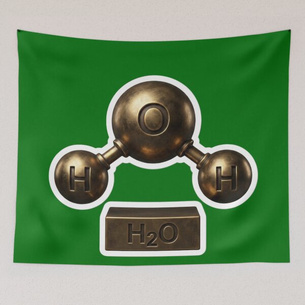 Item preview, H₂O Water Molecule Gold Bronze designed and sold by FASAventuras.
