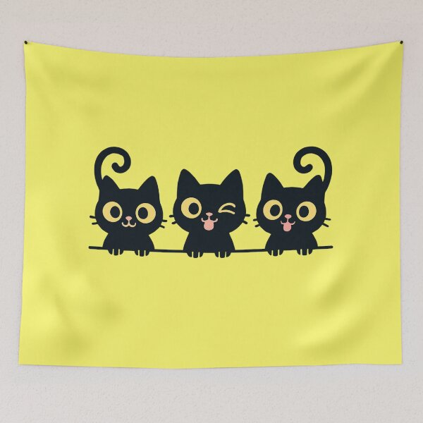 Item preview, Three Cute Black Cats Peeking Kawaii designed and sold by     NovaCraft.