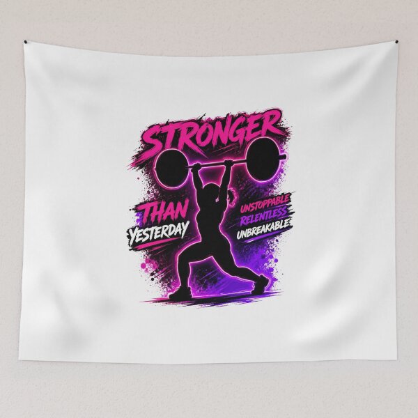 Item preview, Stronger Than Yesterday Female Weightlifting Motivation designed and sold by Digistore1221.