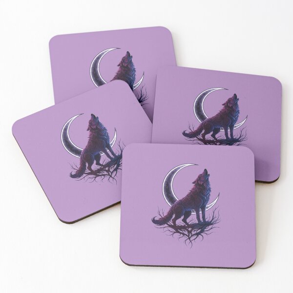 Item preview, Howling Wolf Crescent Moon Ornate Illustration designed and sold by Exquisite Design Studio „Paculówka”.