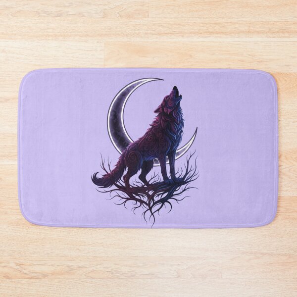 Item preview, Howling Wolf Crescent Moon Ornate Illustration designed and sold by Exquisite Design Studio „Paculówka”.