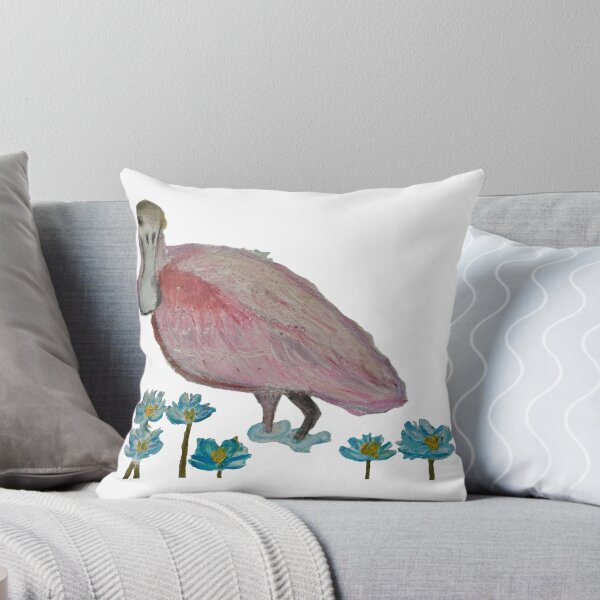Item preview, Roseate Spoonbill with blue water lilies designed and sold by woodland-towers.