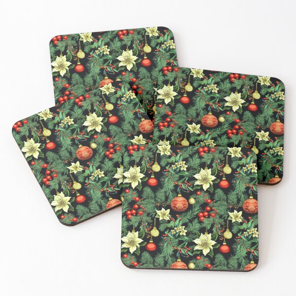 Item preview, Christmas Holly Pattern With Colorful Decorations And Poinsettias designed and sold by DEC02.
