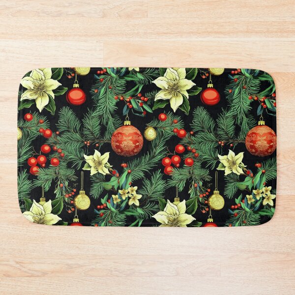 Item preview, Christmas Holly Pattern With Colorful Decorations And Poinsettias designed and sold by DEC02.