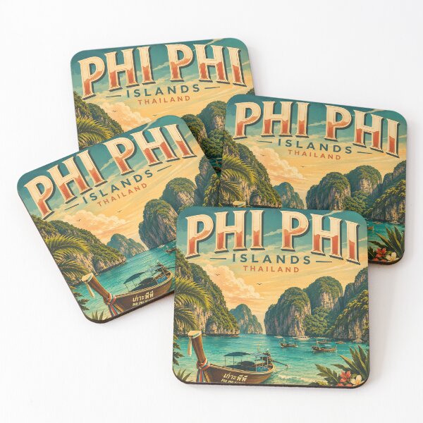 Artikelvorschau, Vintage-Reiseposter der Phi Phi Inseln, Thailand | Spirit of Siam entworfen und verkauft von Spirit of Siam.