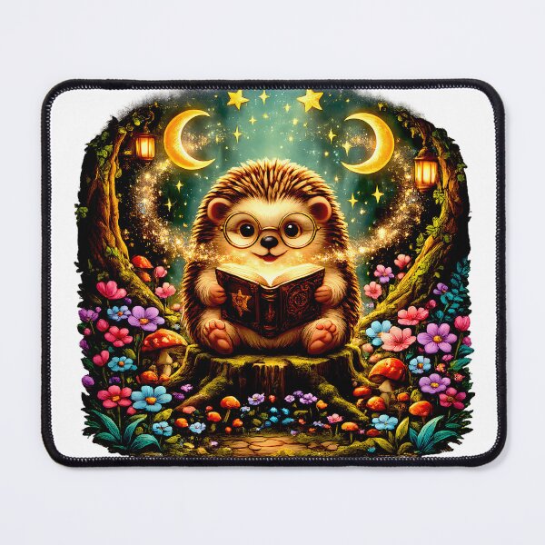 Item preview, Moonlit Reading Hedgehog | Magical Cottagecore Book Lover Art designed and sold by Clothes With Smiling Animals Walt Gral.